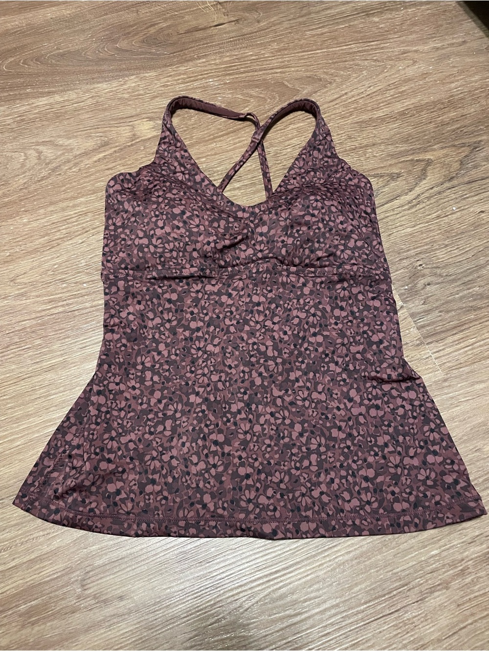 Athleta Mauve Leopard-Print Swim Tankini top